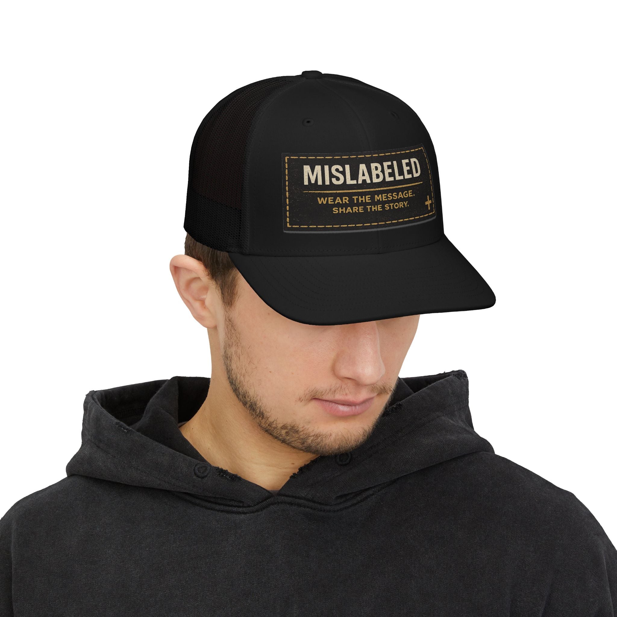 MisLabeled Patch Snapback Trucker Cap — Wear the Message Hat