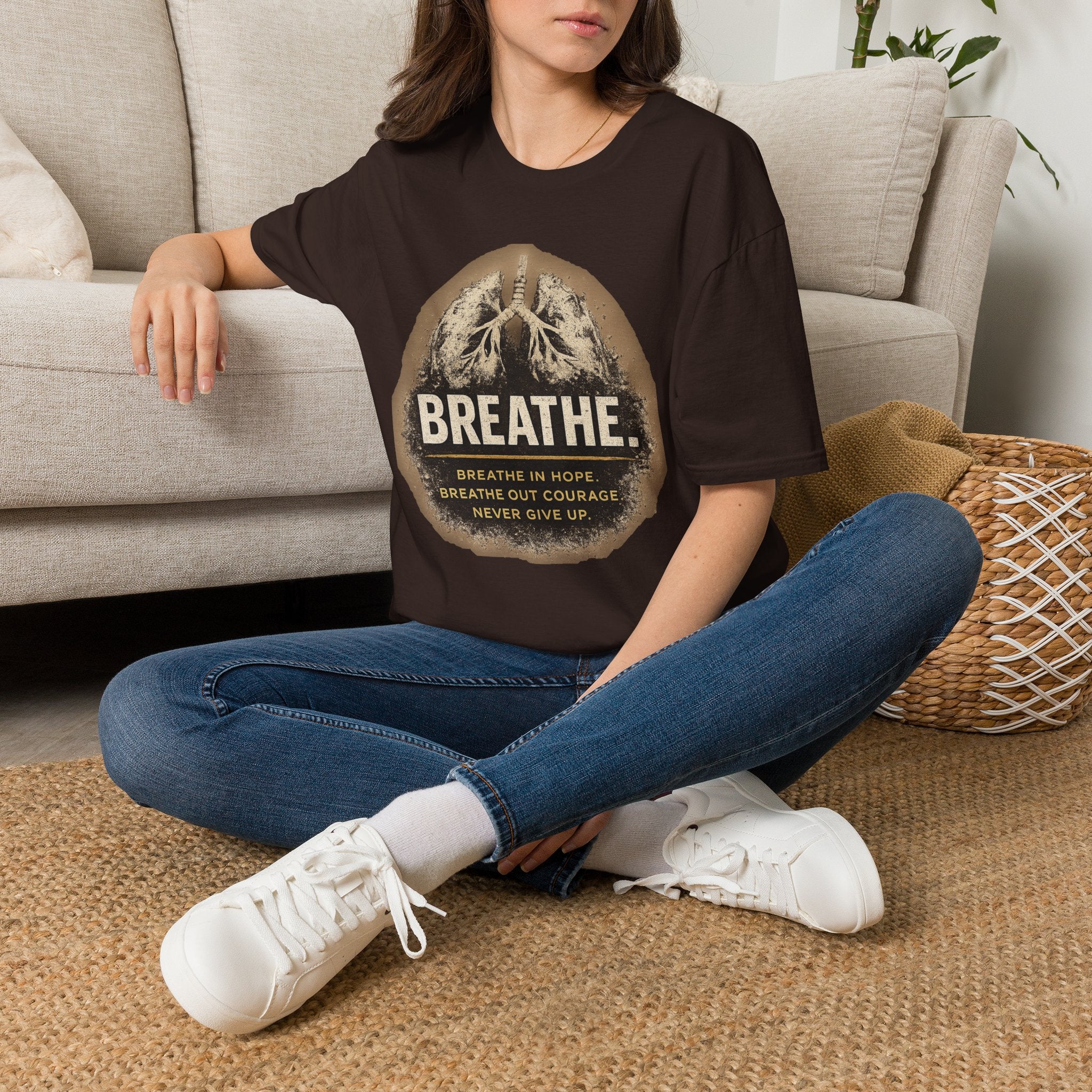 Breathe Lungs Graphic T‑Shirt — Inspirational Respiratory Awareness Tee