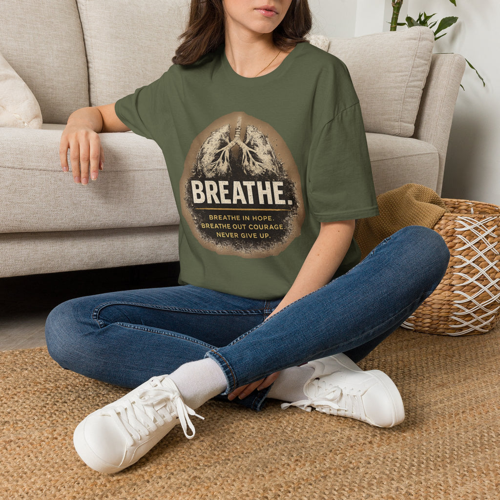 Breathe Lungs Graphic T‑Shirt — Inspirational Respiratory Awareness Tee