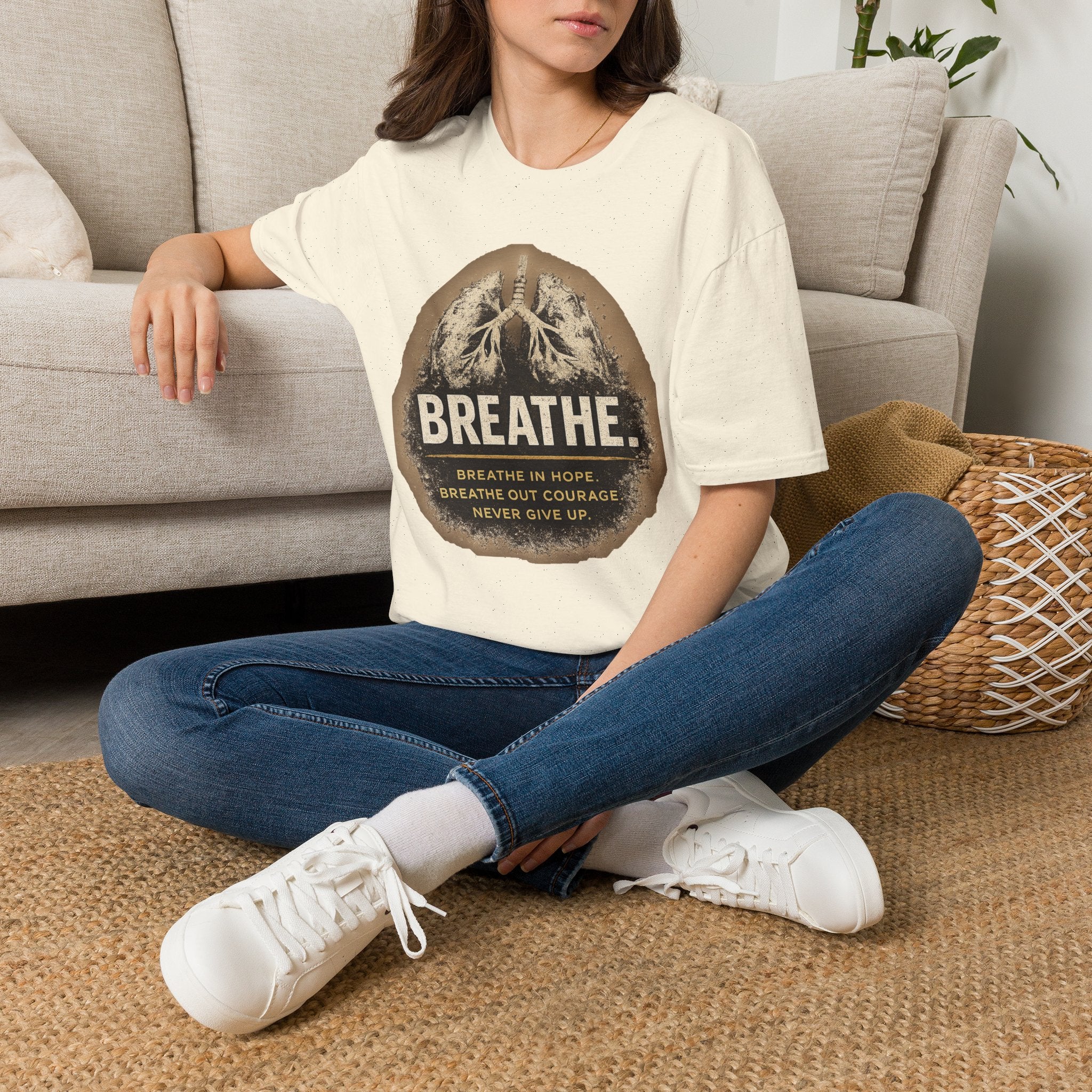 Breathe Lungs Graphic T‑Shirt — Inspirational Respiratory Awareness Tee
