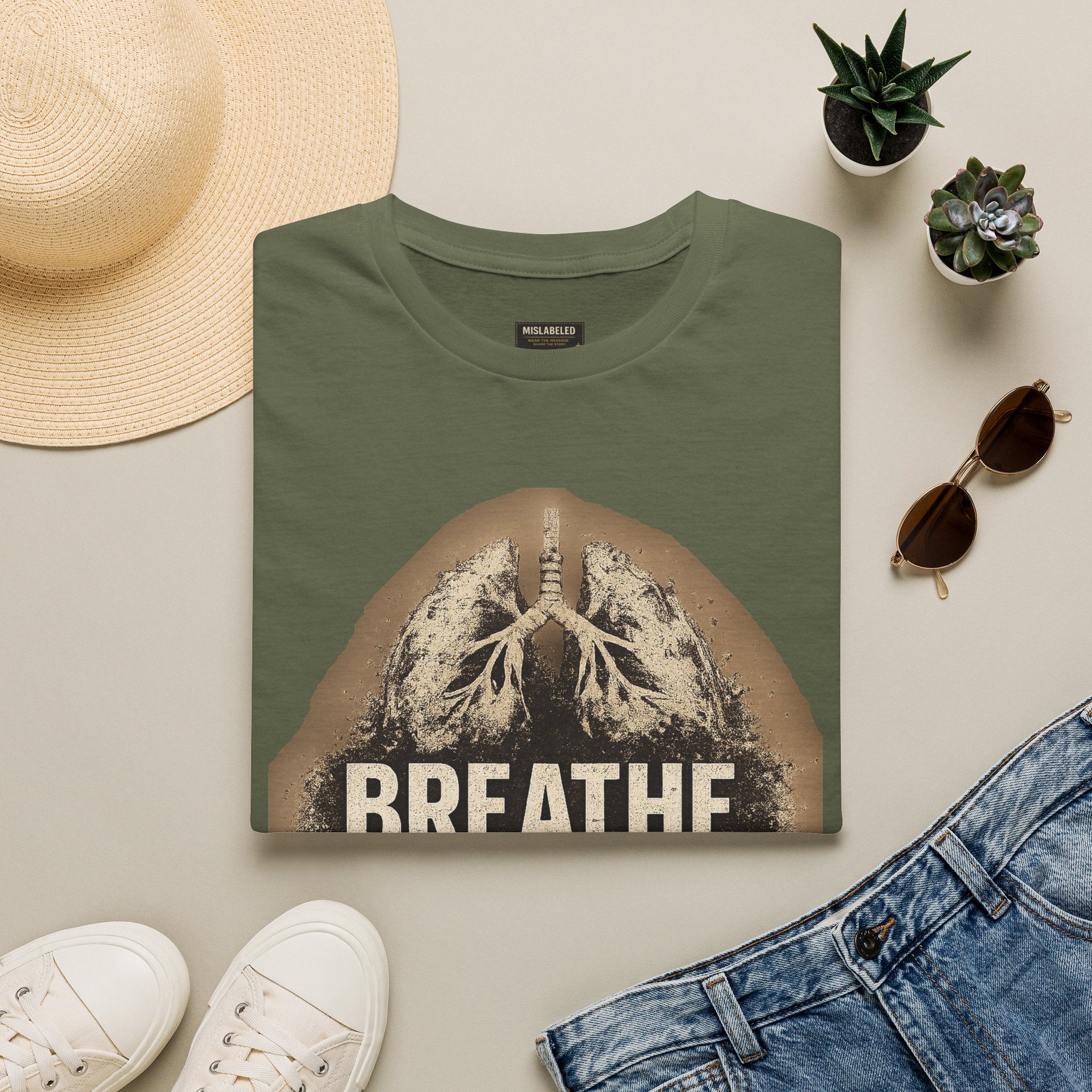 Breathe Lungs Graphic T‑Shirt — Inspirational Respiratory Awareness Tee