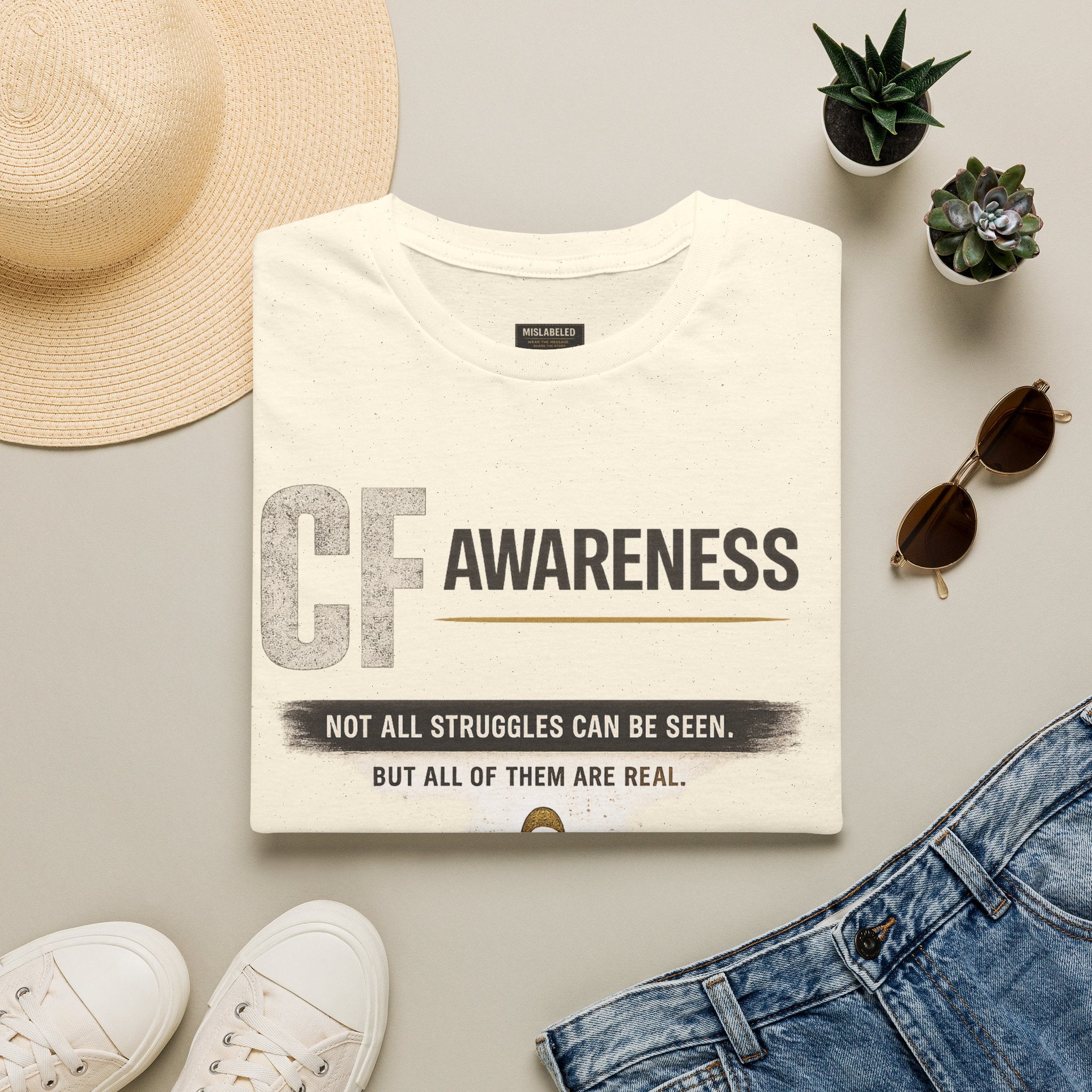 CF Awareness T-Shirt — Cystic Fibrosis Support Tee with "Not All Struggles Can Be Seen" Message